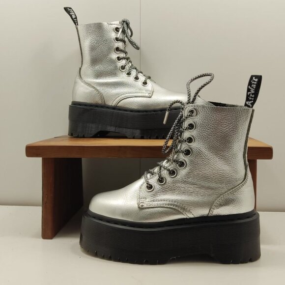 DR. MARTENS JADON MAX PLATFORM METALLIC BOOTS MSRP $280 SOFT & RICH Leather - Picture 12 of 16